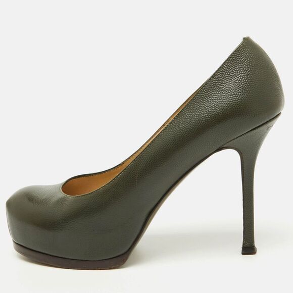 Yves Saint Laurent Olive Green Leather Tribtoo Platform Pumps Size 36.5,New Products : American Fashion Style Bags On Sale